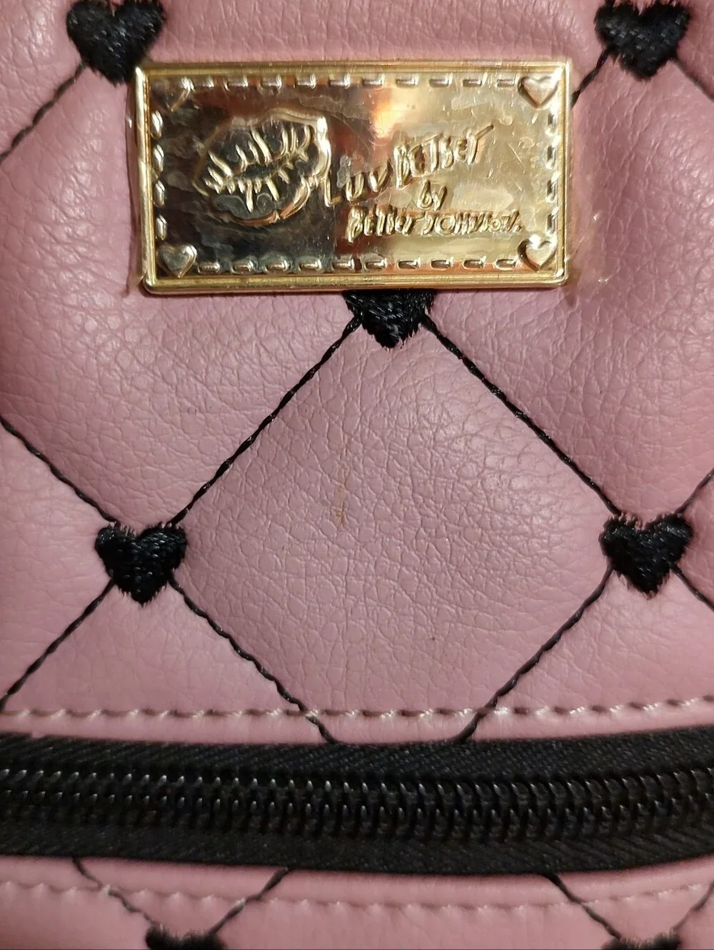 Betsey Johnson Pink Quilted Satchel with Floral & Stripes